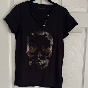Zadig & Voltaire Black Tee with Skull Design